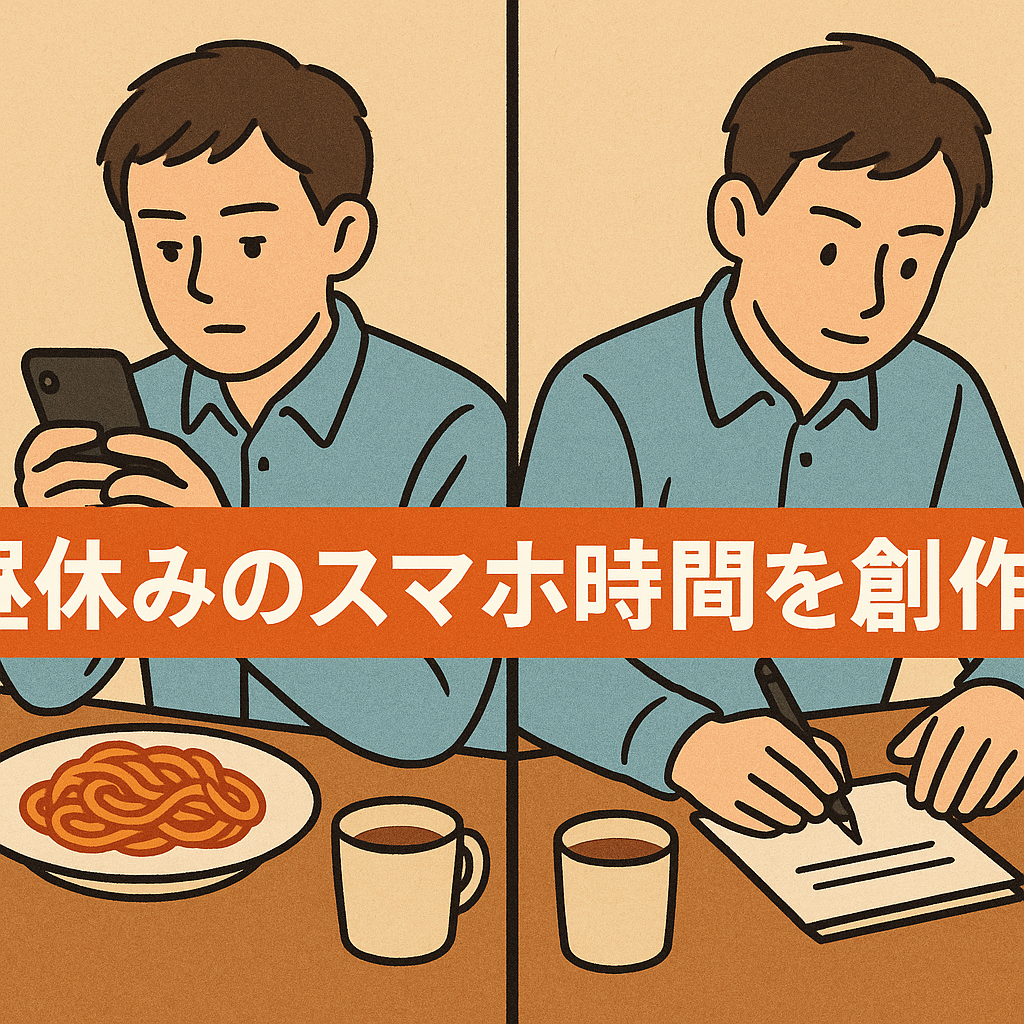 サムネイル、昼休みのスマホ時間を創作